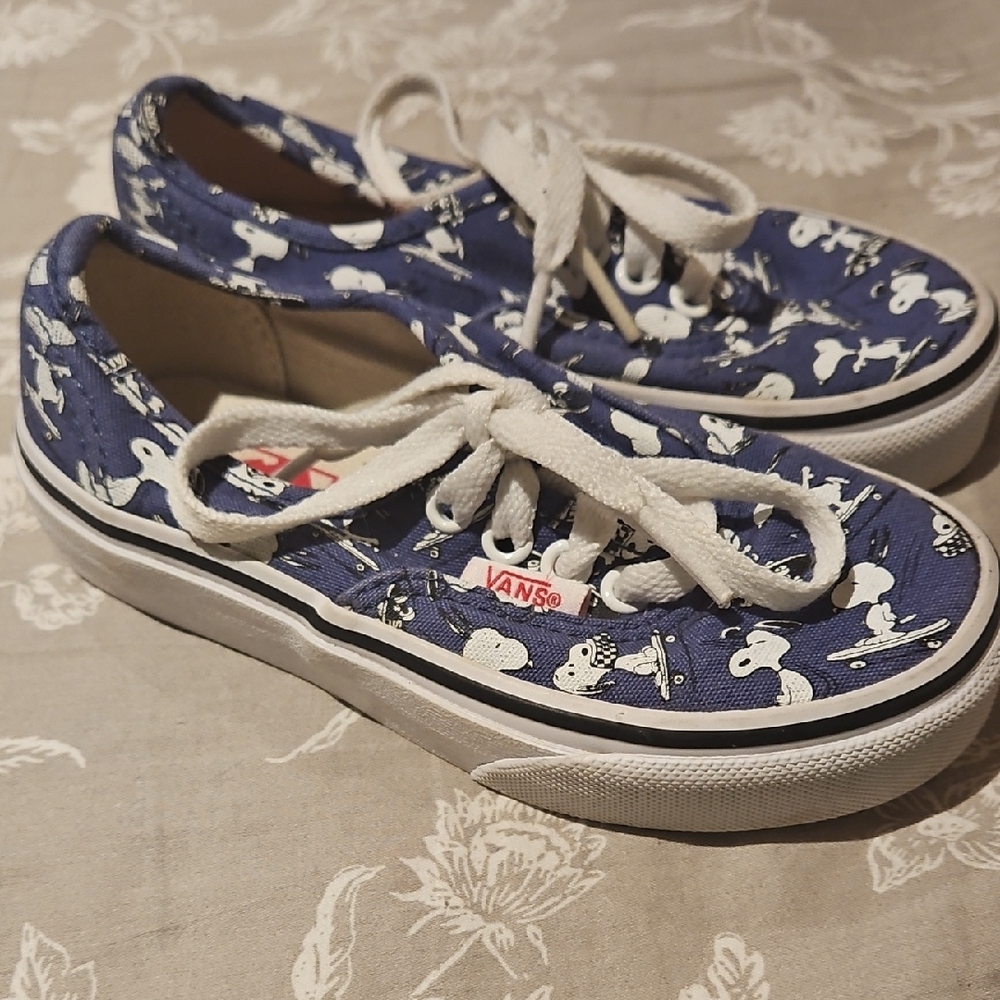 Vans Snoopy Kids White and Blue Patterned Sneakers